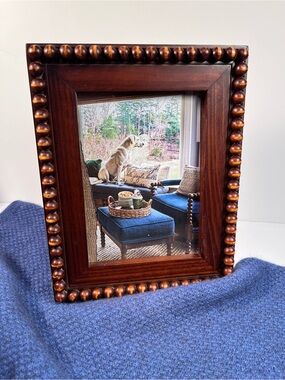Wood Bead Photo Frame in Dark Brown
